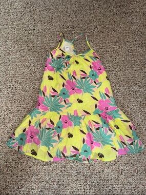 GAP Kids Bright Floral Tank Dress with Teal and Pink Accents- S